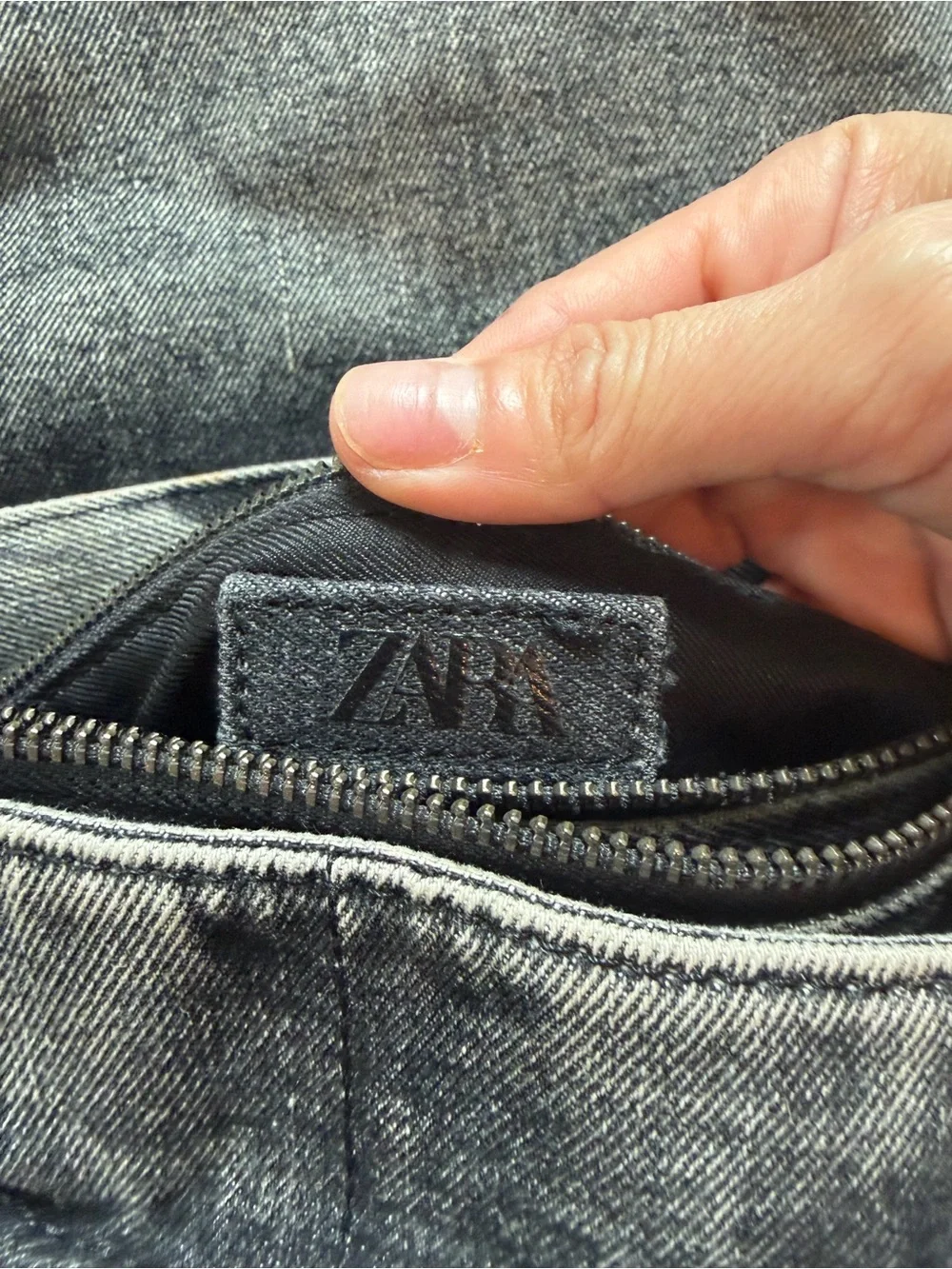 ZARA jean Black Textured Shoulder Bag with Chain Strap